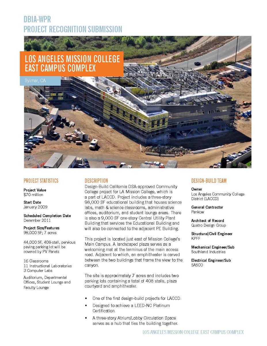 Excellence in Design/Build delivery recently completed design build